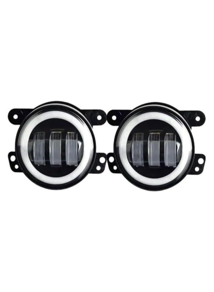 Generic LED Fog Lights with Halo Ring, 10.16 cm Round, Compatible with Jeep Wrangler, Pair  - Image 2