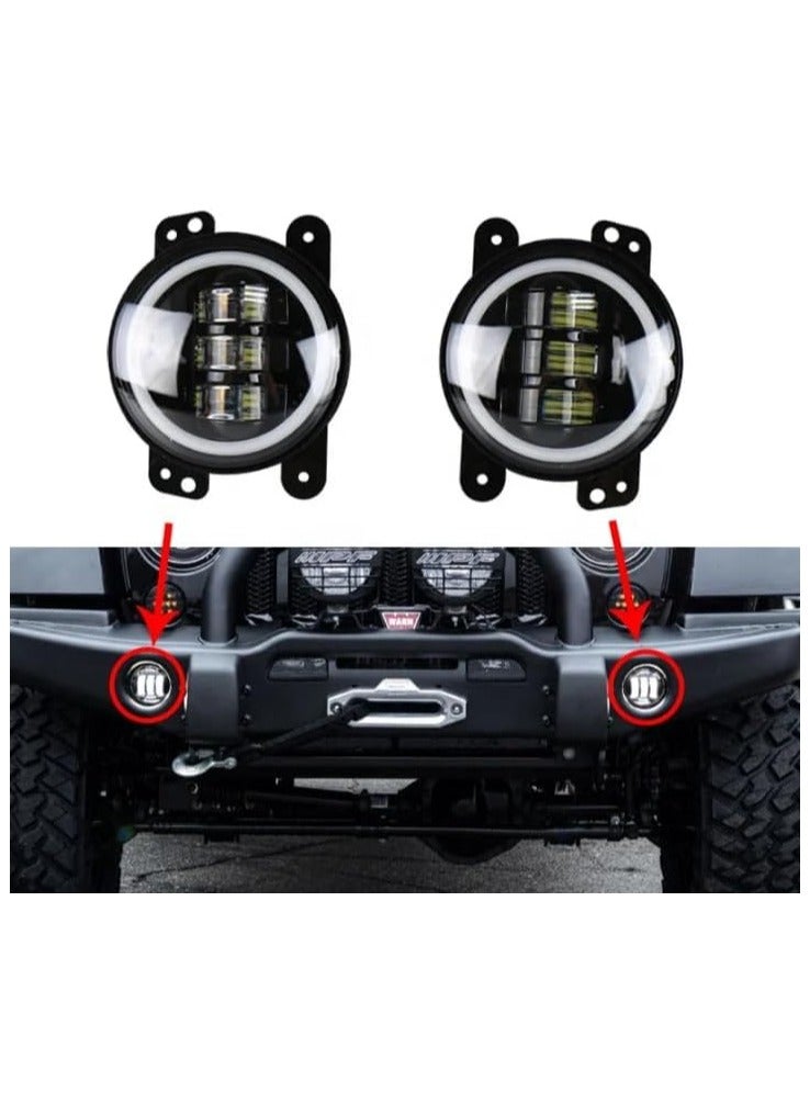 Generic LED Fog Lights with Halo Ring, 10.16 cm Round, Compatible with Jeep Wrangler, Pair  - Image 3