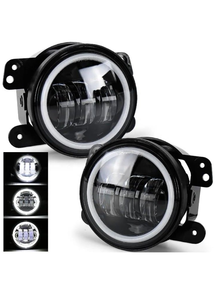 Generic LED Fog Lights with Halo Ring, 10.16 cm Round, Compatible with Jeep Wrangler, Pair  - Image 4