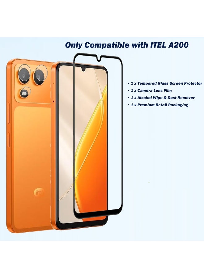 Yunpy [1+1 Packs] for Itel A200 Tempered Glass Screen Protector with Camera Lens Film, 9H Hardness HD Clear Anti-Scratch Anti-Fingerprint Bubble-Free Case Friendly Screen Protector - Image 2