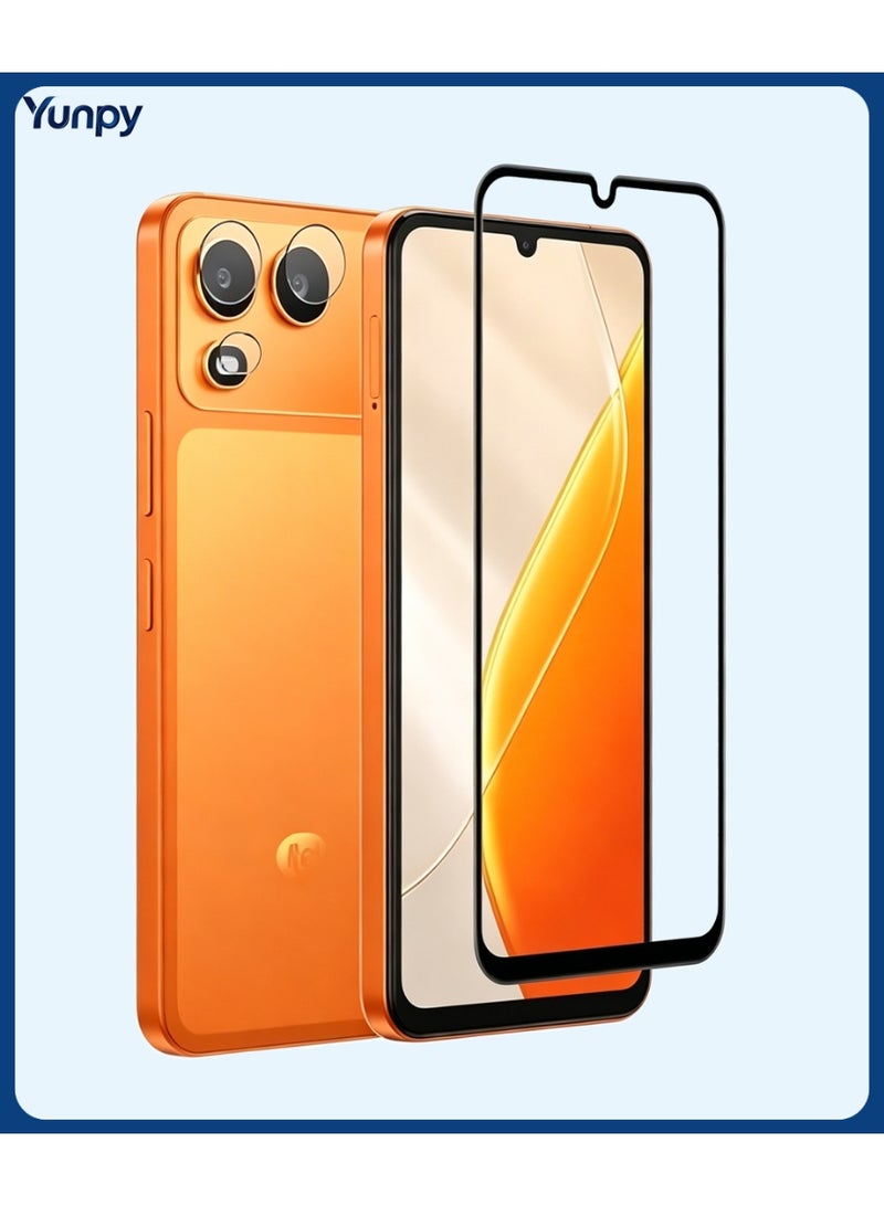 Yunpy [1+1 Packs] for Itel A200 Tempered Glass Screen Protector with Camera Lens Film, 9H Hardness HD Clear Anti-Scratch Anti-Fingerprint Bubble-Free Case Friendly Screen Protector - Image 1