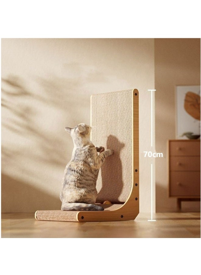 Soofam Cat Scratcher, 26.8 Inch L Shape Cat Scratch Pad Wall Mounted, Cat Scratching Cardboard with Ball Toy for Indoor Cats - Image 1