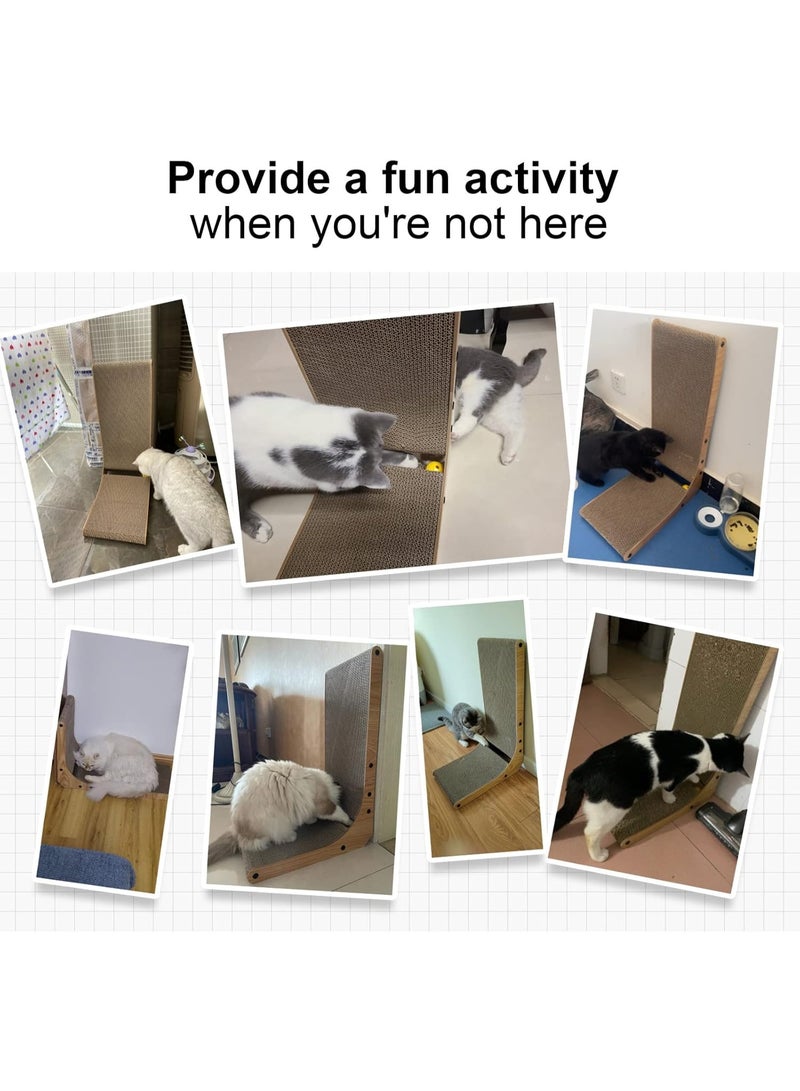 Soofam Cat Scratcher, 26.8 Inch L Shape Cat Scratch Pad Wall Mounted, Cat Scratching Cardboard with Ball Toy for Indoor Cats - Image 4