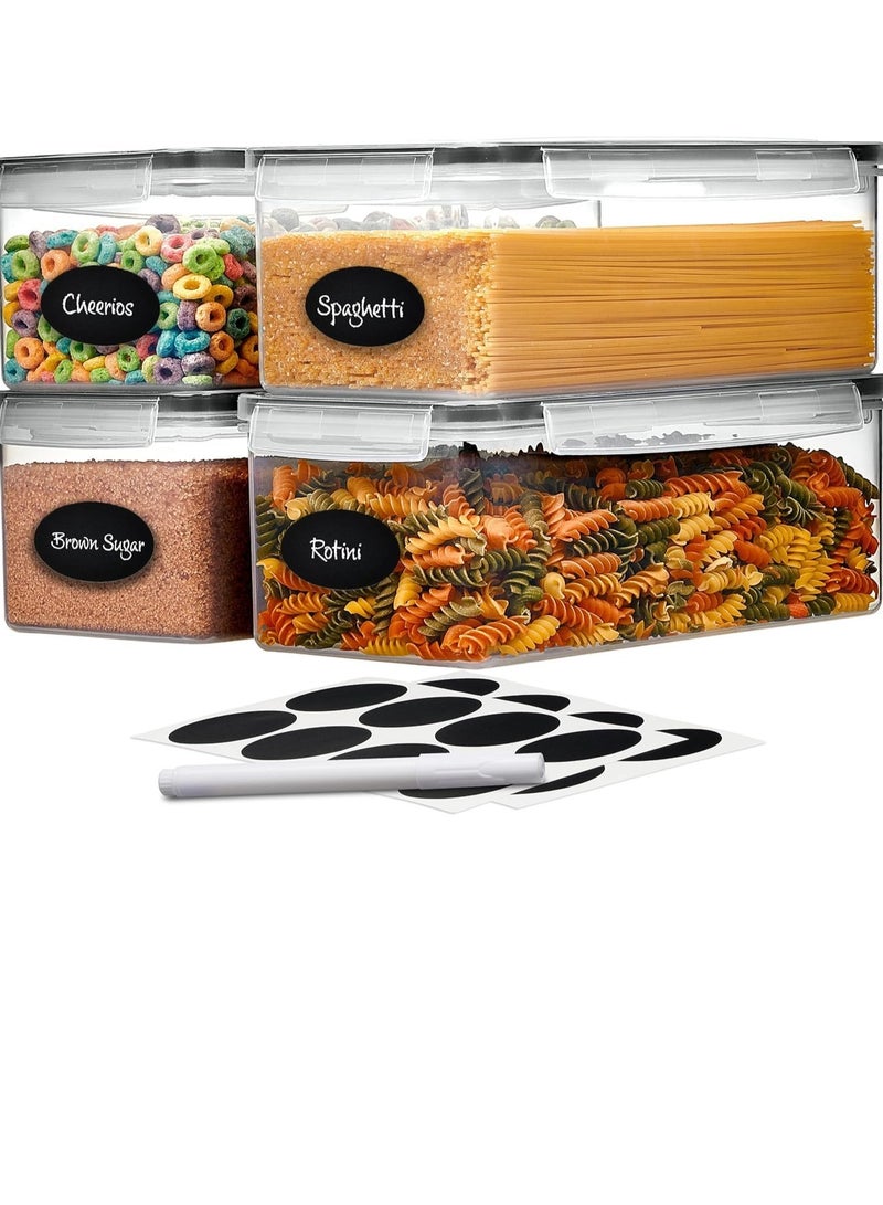 Raxoom 4pcs Food Storage Container Set (3.2L)with Locking Lids with Labels And Marker Rectangular (Space Saving) Airtight Plastic Meal Prep Containers for Kitchen & Fridge, Leakproof, BPA-Free & Mic - Image 1