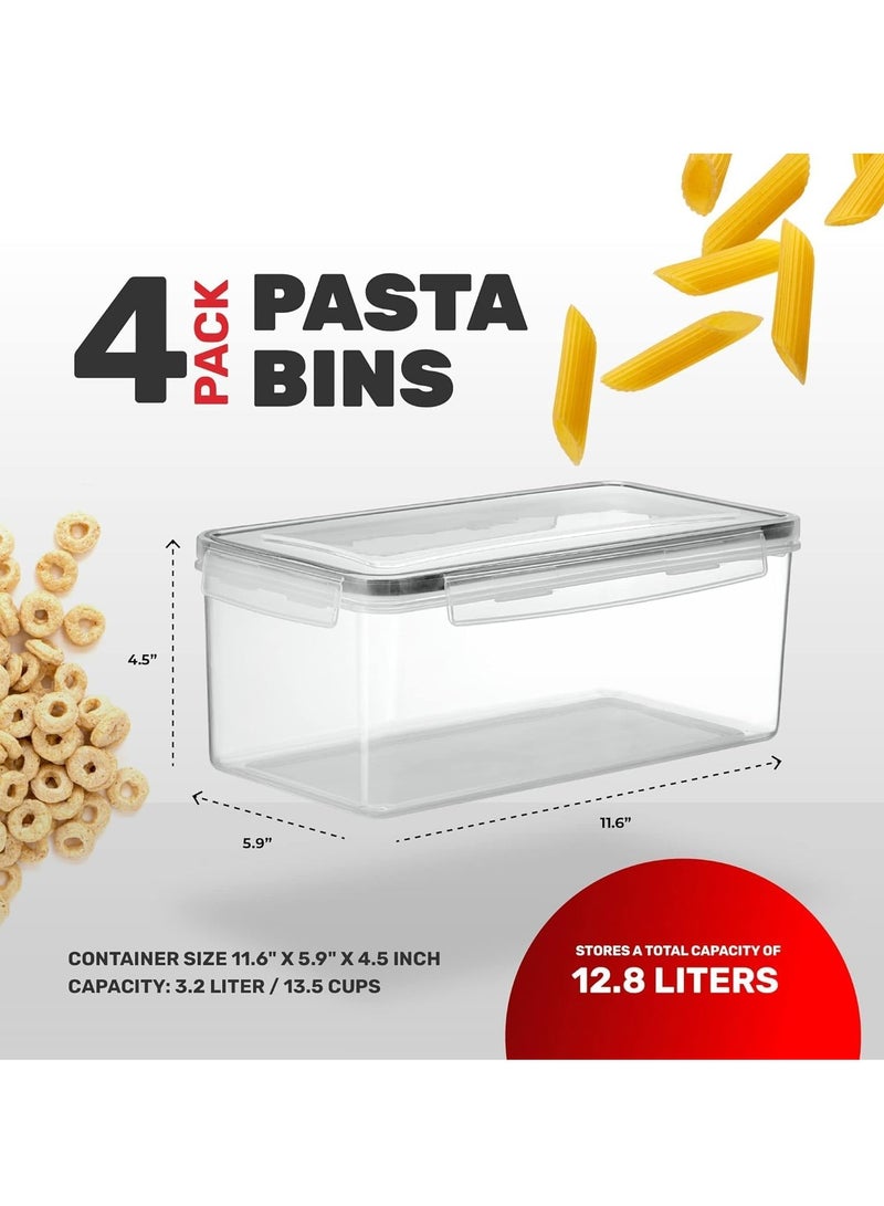 Raxoom 4pcs Food Storage Container Set (3.2L)with Locking Lids with Labels And Marker Rectangular (Space Saving) Airtight Plastic Meal Prep Containers for Kitchen & Fridge, Leakproof, BPA-Free & Mic - Image 3