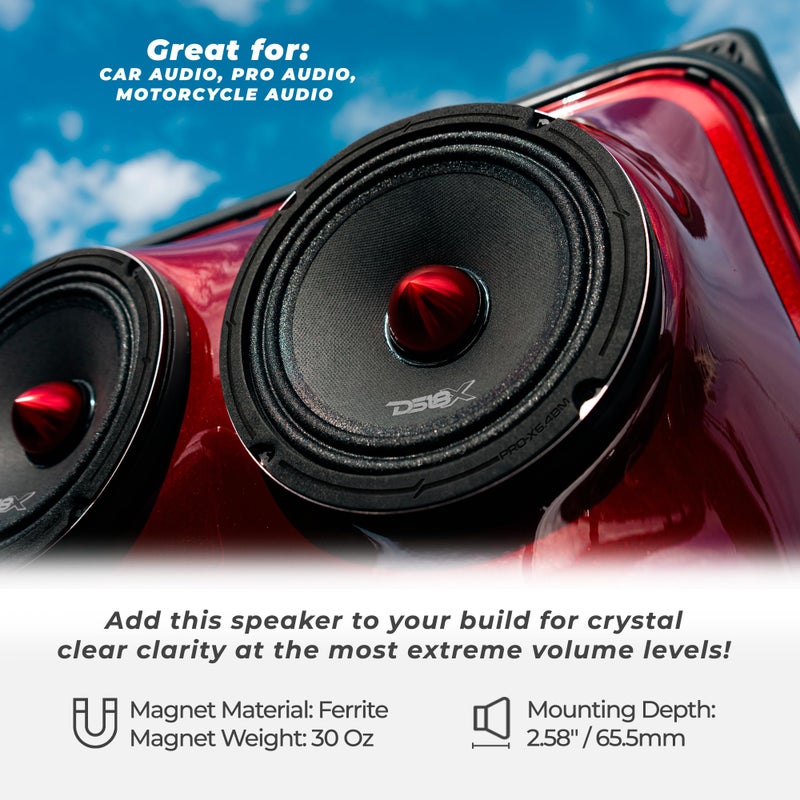 DS18 PRO-X6.4BM 6.5â€ Mid-Range Loudspeaker with Bullet 250 Watts RMS, 500 Watts Max Power, 4-Ohm - 6.5 inch Car Speakers for Pro Audio Builds - Image 3