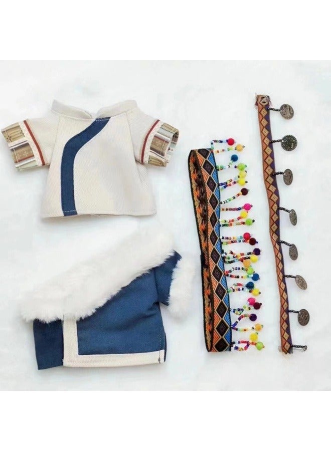 20cm cotton doll baby clothes Tibetan clothes ethnic suit 20cm baby clothes outerwear + lining + headdress + waist chain - Image 1