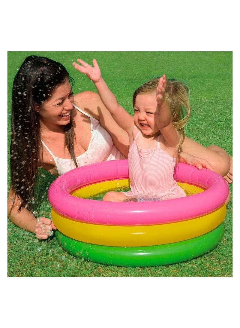 PROMASS 3 Ring Multicolor Portable Inflatable Lightweight Compact Circular Swimming Pool - Image 2