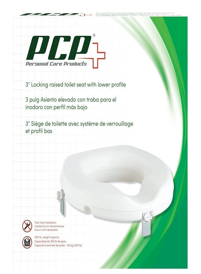 PCP Raised Toilet Seat, Increase Height Over Commode, Elevated, White, 3 Inch Rise - Image 3
