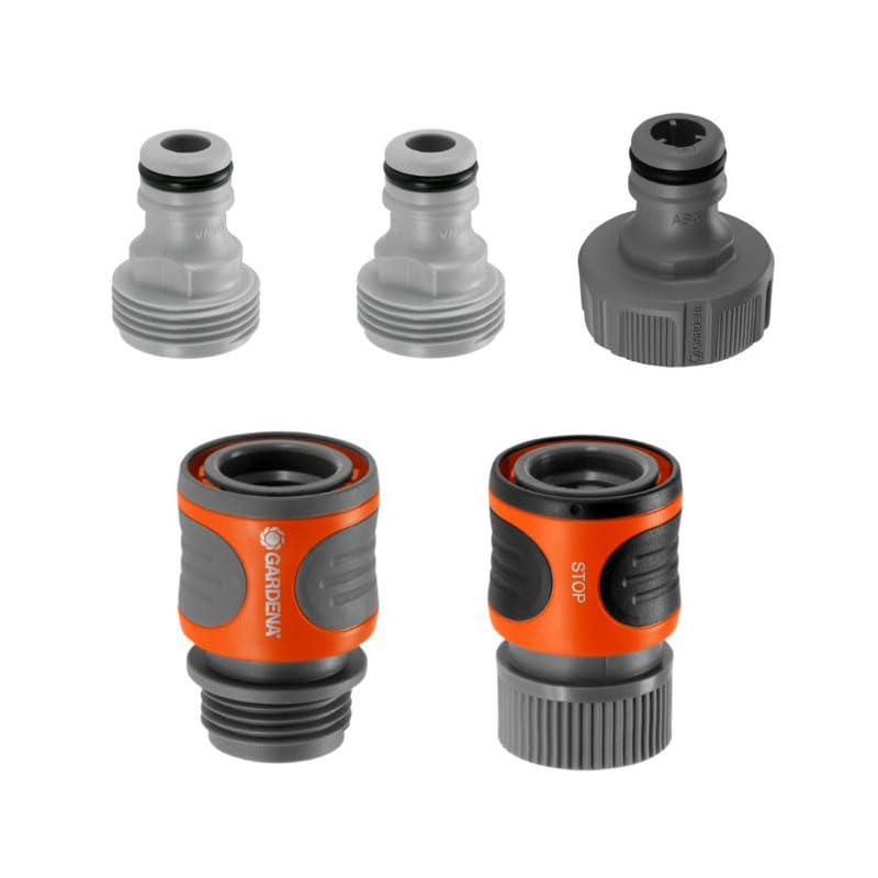 GARDENA (18270-81) 5-Piece Quick Connect Hose Fittings: Garden Hose Quick Connect Kit for 5/8 Inch or 1/2 Inch Hose - Quickly Connect Garden Hoses, Sprinklers, Spray Nozzles, and Accessories. - Image 2