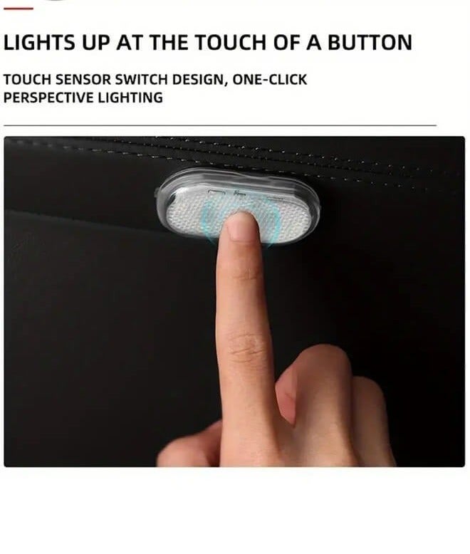 Car Interior Lights Wireless LED - USB Chargeable Ceiling Lamp, Hand Reading Light & Door Light For Night Time Illumination, 4 Packs - Image 4