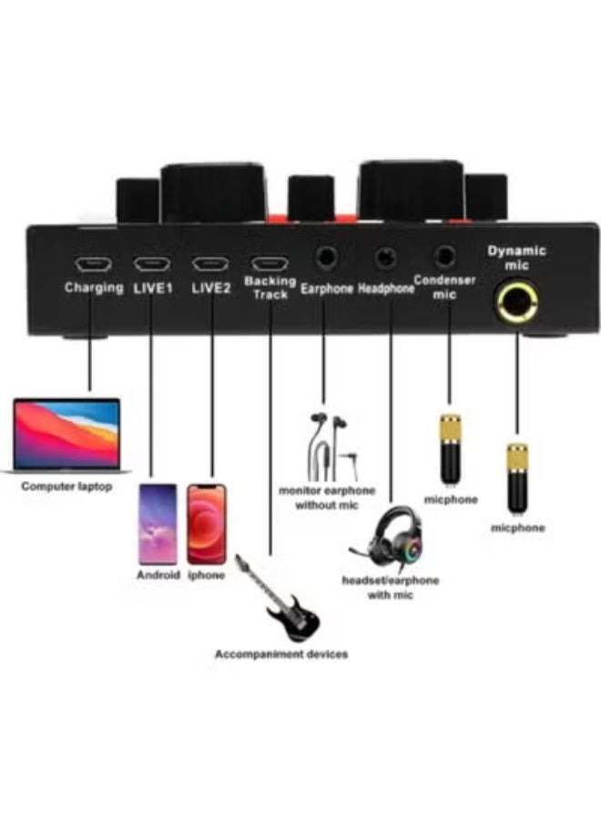 Condenser Microphone Set with V8 Audio Mixer, Stand & Pop Filter - Image 4