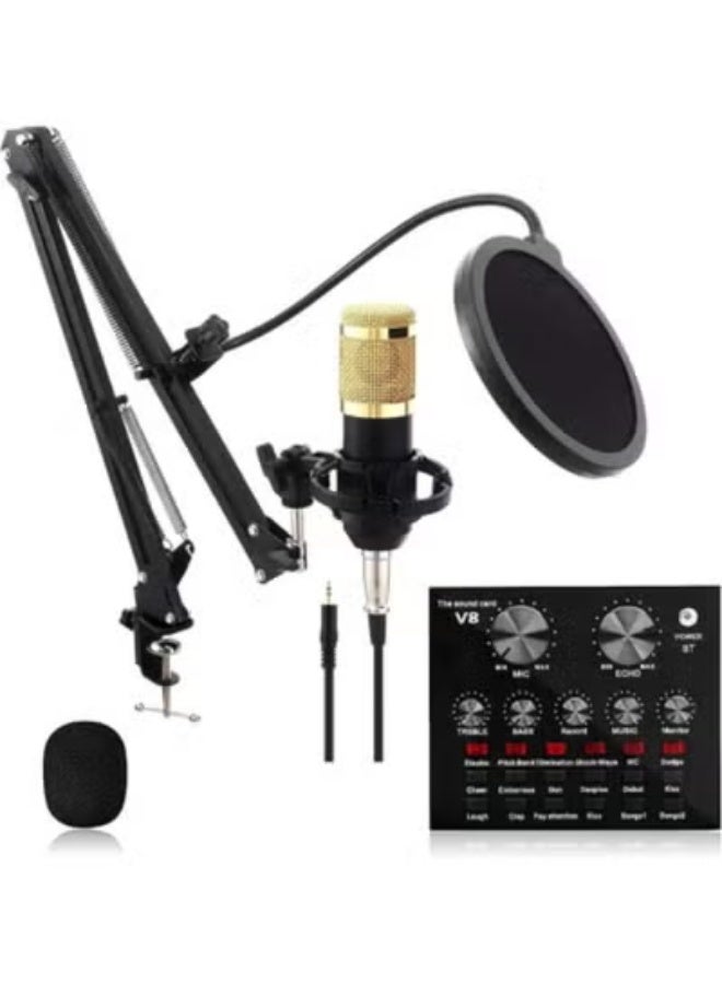 Condenser Microphone Set with V8 Audio Mixer, Stand & Pop Filter - Image 2