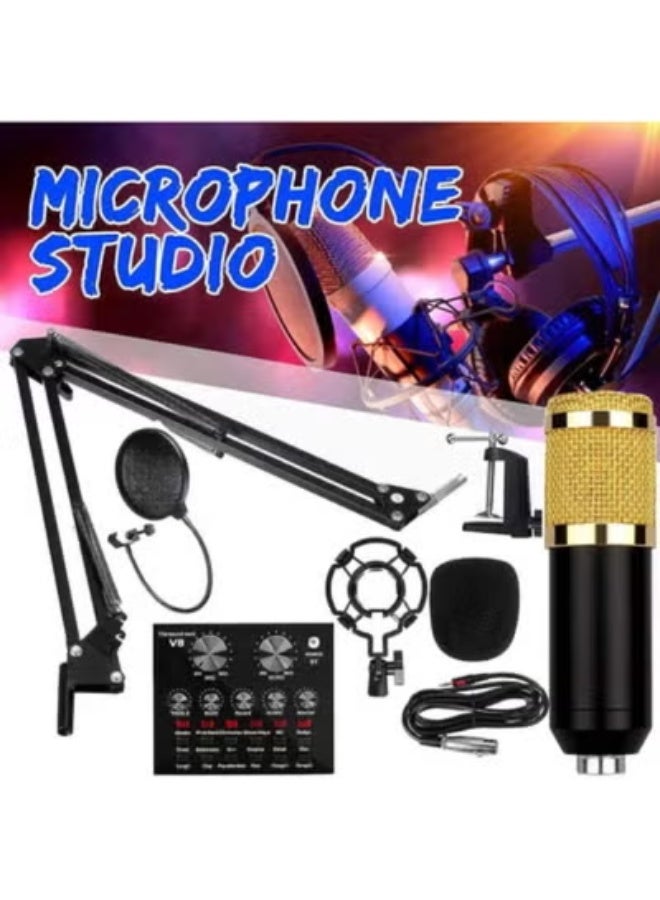 Condenser Microphone Set with V8 Audio Mixer, Stand & Pop Filter - Image 5