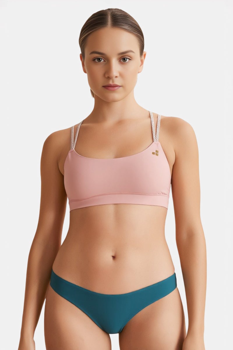 Billabong Women Ruched Solid Bikini Bottom, Teal Green - Image 1