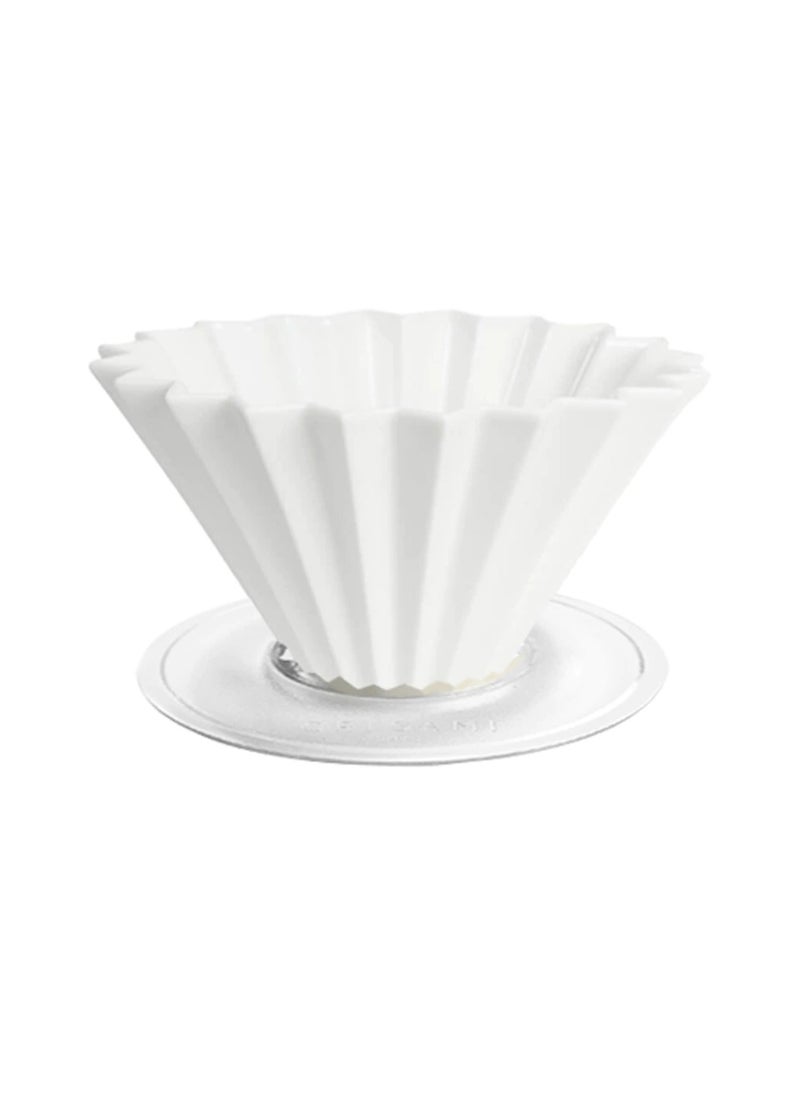 Origami Ceramic Dripper M with Plastic Holder - Pour Over Coffee Maker - Compatible with VCF-02 and Wave 185 filters - Color White  - Image 1