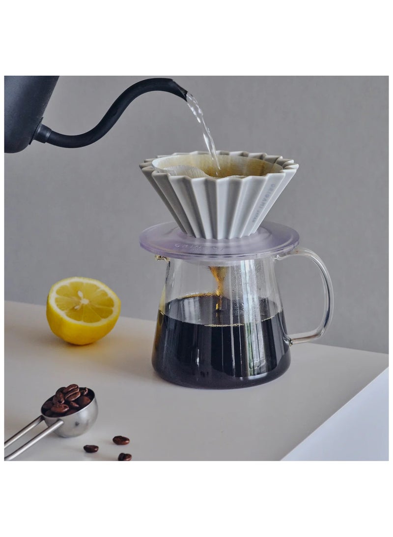 Ceramic Dripper M with Plastic Holder - Pour Over Coffee Maker - Compatible with VCF-02 and Wave 185 filters - Color White