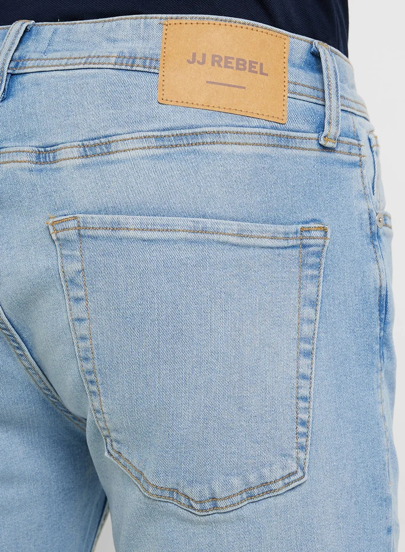 JJ Rebel  Casual Light Wash Tapered Jeans for Men | Best Price UAE