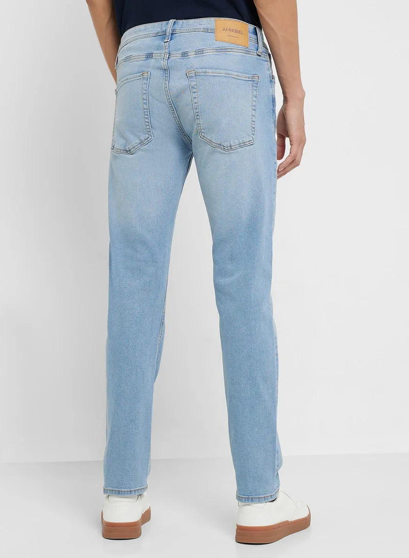 JJ Rebel  Casual Light Wash Tapered Jeans for Men | Best Price UAE