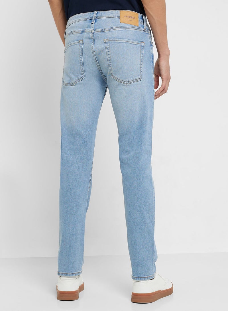 JJ Rebel Casual Light Wash Tapered Jeans - Image 3