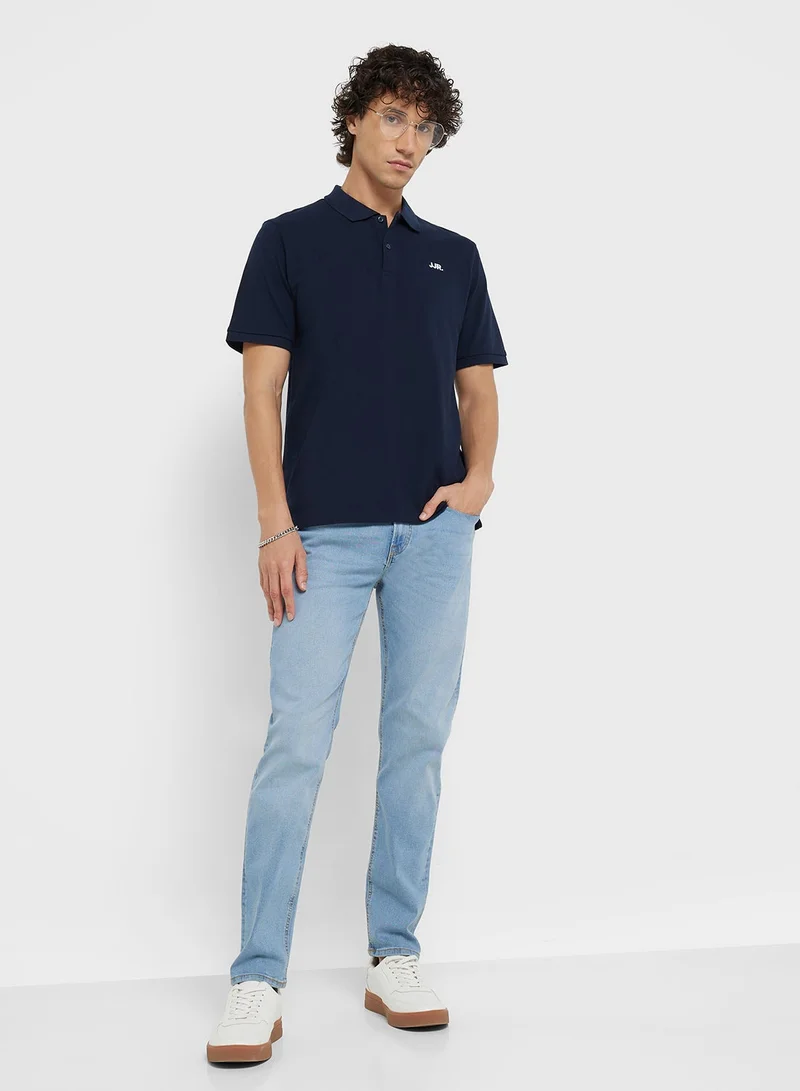Casual Light Wash Tapered Jeans