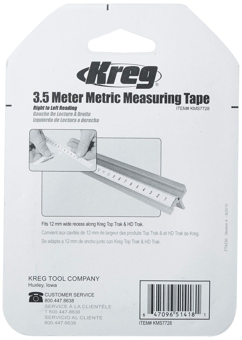 Kreg KMS7728 3.5 Meter Self Adhesive Measuring Tape (R to L) - Image 4