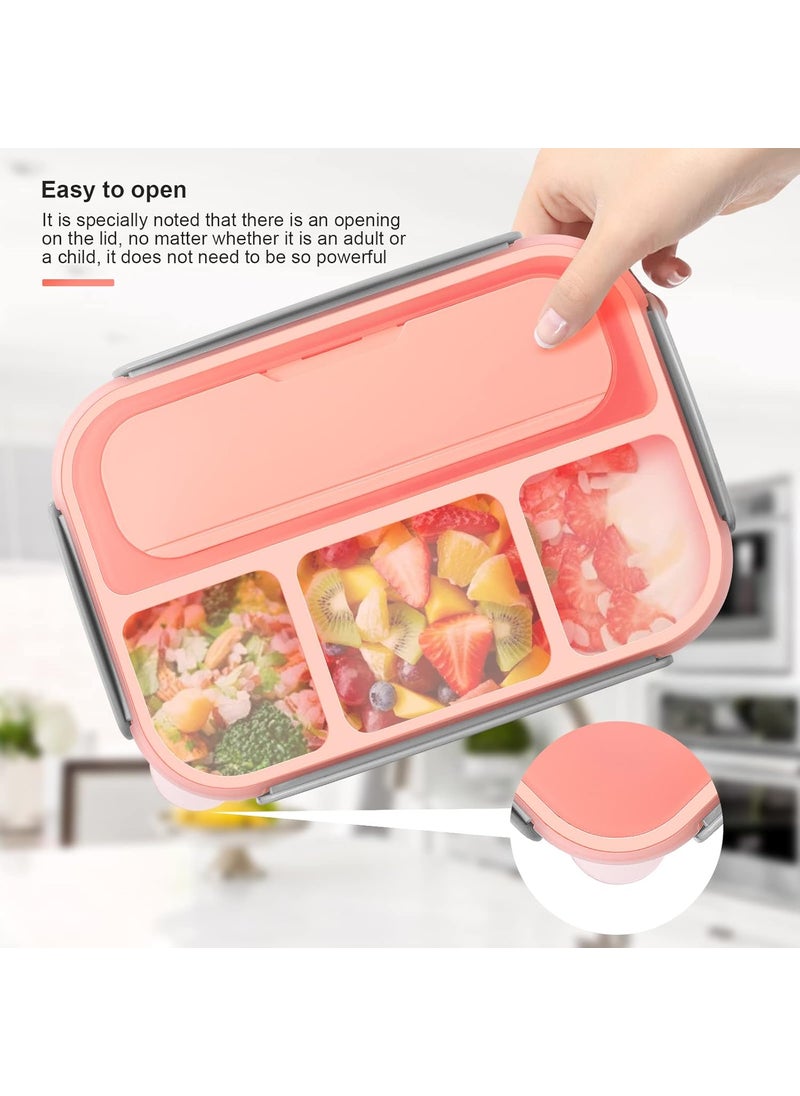 Xelvix Xelvix Lunch Boxes for Adults 1300 ML Lunch Box for Kids Childrens with Fork Durable Perfect Size for OnTheGo Meal BPAFree and FoodSafe Materials Pink PP Plastic  - Image 4
