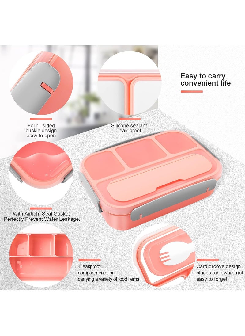 Xelvix Xelvix Lunch Boxes for Adults 1300 ML Lunch Box for Kids Childrens with Fork Durable Perfect Size for OnTheGo Meal BPAFree and FoodSafe Materials Pink PP Plastic  - Image 3
