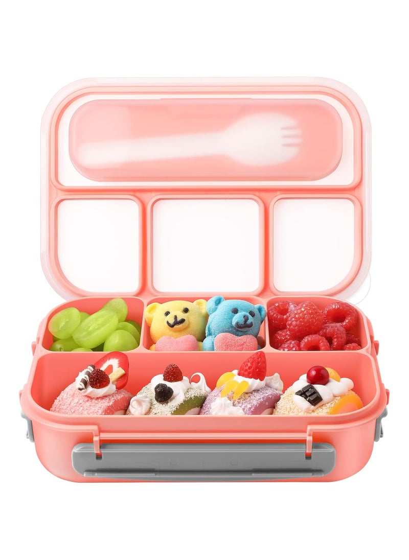 Xelvix Xelvix Lunch Boxes for Adults 1300 ML Lunch Box for Kids Childrens with Fork Durable Perfect Size for OnTheGo Meal BPAFree and FoodSafe Materials Pink PP Plastic  - Image 1