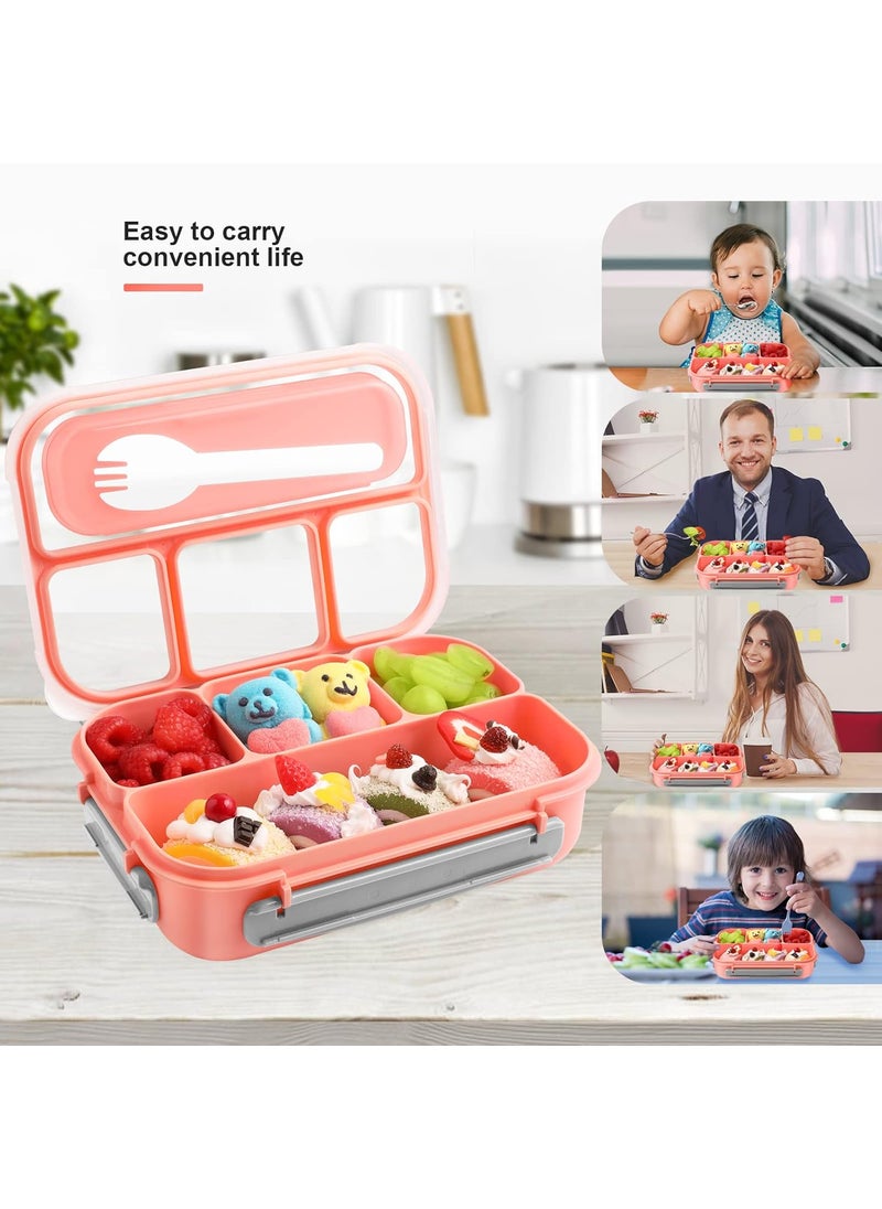 Xelvix Xelvix Lunch Boxes for Adults 1300 ML Lunch Box for Kids Childrens with Fork Durable Perfect Size for OnTheGo Meal BPAFree and FoodSafe Materials Pink PP Plastic  - Image 5