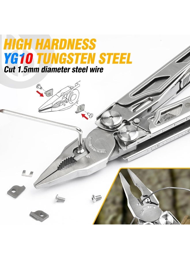 BIBURY Pliers Multitool, Stainless Steel Multipurpose Knife with Scissors and Screwdriver Set, Portable Folding Pliers for Outdoor Work, Camping, Repair - Pro - Image 5