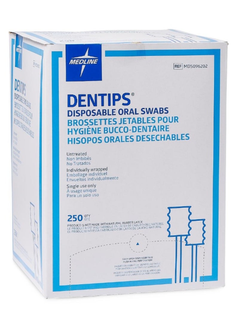 Medline Dentips Oral Swabsticks, 250 Count, White - Image 1
