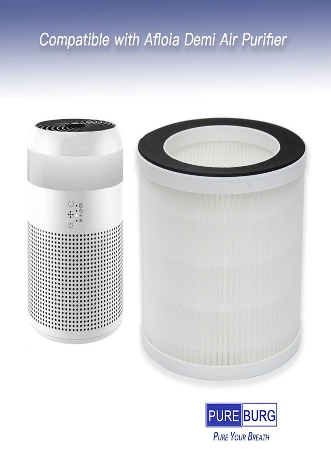 PUREBURG فلاتر بديلة من بيوربيرغ متوافقة مع جهاز تنقية الهواء أفلويا ديمي، عبوة من قطعتين، فلتر H13 HEPA لتنقية الهواء من الغبار والمركبات العضوية المتطايرة والروائح وشعر الحيوانات الأليفة والدخان - Image 2