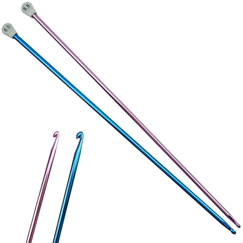 Hobekoee 2Pcs Tunisian Crochet Hook 55mm 6mmExtra Long Crochet Hook 138in Afghan Crochet Needles Aluminum Tunisian Crochet for BeginnerCrochetingKnitting Lovers - Image 3