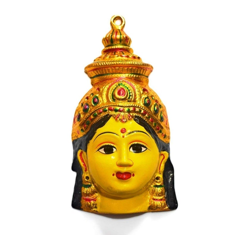 pmw - Roopu - Varalakshmi Face - Gowry Face - Ammavari Roopu - Metal - 4.5 Inches Size - Pack of 2 - Image 1