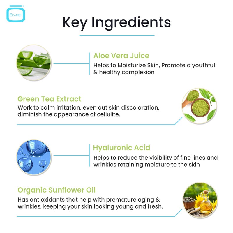 Omic, Green Tea & Hyaluronic Acid Serum for Face â€“ 1 fl oz / 30 ml - Acne Spot Remover, Reduce Wrinkles, Helps to Hydrayein Skin, Anti-aging Serum - Image 3