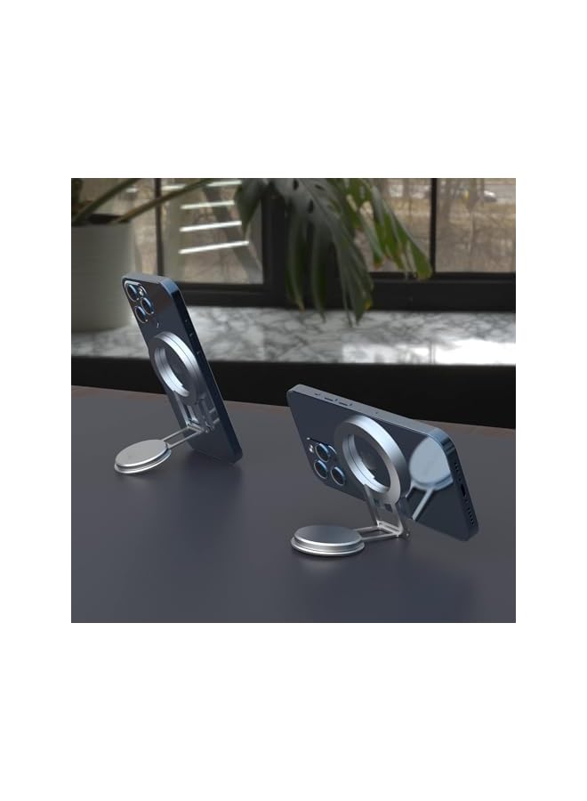 Green Tiger Phone Holder for Laptop and Car, Magnetic Cell Phone Mount, Universal Adjustable Stand, Foldable Side Mount Clip (Silver) - Image 4