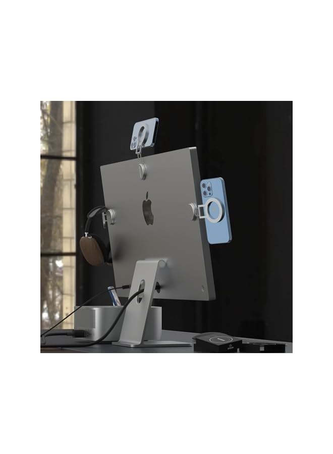 Green Tiger Phone Holder for Laptop and Car, Magnetic Cell Phone Mount, Universal Adjustable Stand, Foldable Side Mount Clip (Silver) - Image 5