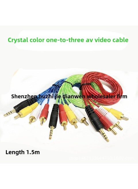 خط صوت 3.5 مم شفاف اللون من خط AV واحد إلى ثلاثة خطوط صوت 3.5 مم 3RCA Lotus خط اختلاف اللون بالجملة - اللون: شفاف واحد إلى ثلاثة (ألوان مختلطة) + التغليف - طول الخط: 1.5 متر (من 500)