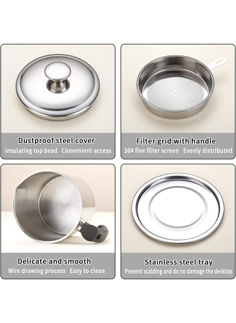 DubaiGallery Heavy Duty Stainless Steel Milk Boiler with Filter Plate, Comfortable Handle and Protective Lid, Ideal Kitchen Cookware for Gas Stove, Induction Cooking, and Everyday Food Preparation - Image 3