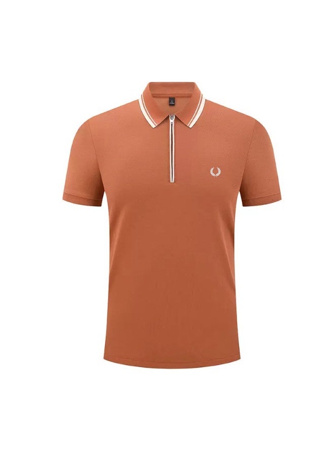 Fred Perry wheat ear stereo standard half zipper Polo shirt for men and women with the same contrast collar business casual short sleeve T-shirt. - Image 4