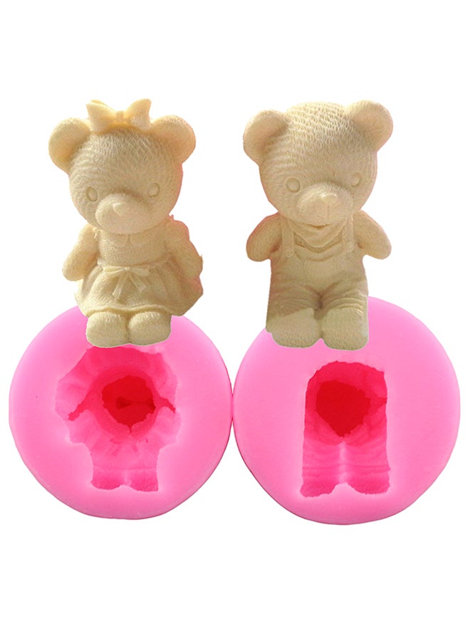 Loquat 2-Piece 3D DIY Bear Soap Candle Making Molds Set Pink 1.89x2.16inch - Image 2