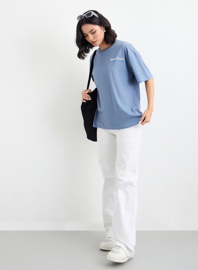 Styli Embroidered Slogan Oversized T-Shirt - Image 1