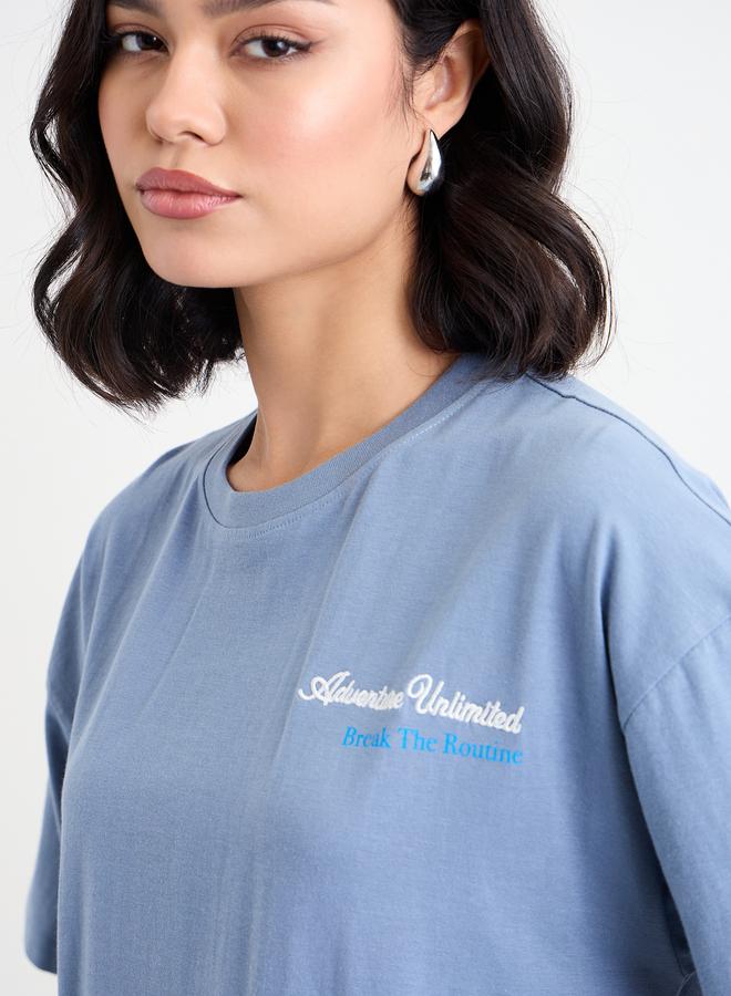 Styli Embroidered Slogan Oversized T-Shirt - Image 3