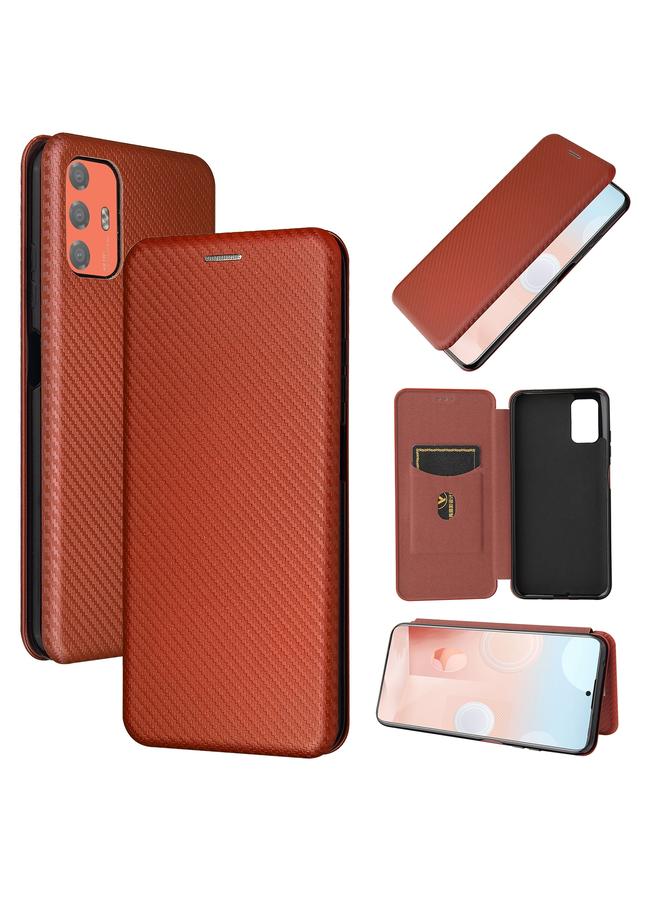 S-TOP Case For HTC Desire 21 Pro Carbon Fiber Texture Horizontal Flip TPU + PC + PU Leather Case with Card Slot - Image 1