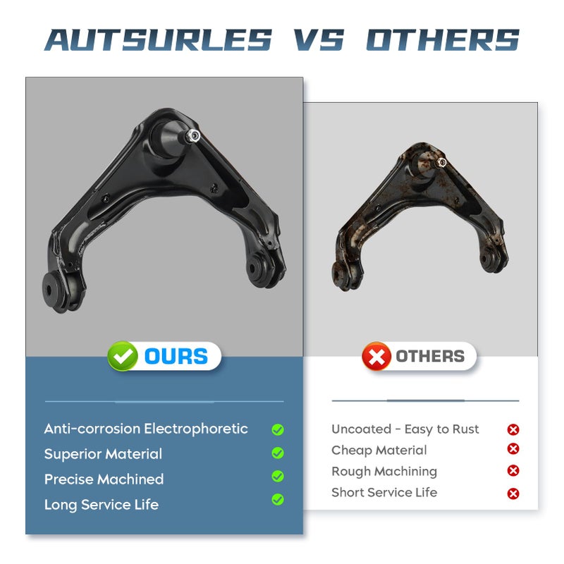Autsurles Front Upper Control Arms with Ball Joints for Chevy Silverado 1500 2500 HD 3500 HD Suburban 2500 Avalanche 2500, GMC Sierra 1500 HD 2500 HD 3500 HD Yukon XL 2500 Hummer H2 Suspension Kit - Image 2
