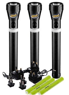 GEEPAS Rechargeable LED Flashlight (3 In 1) Family Pack 253MM Hyper Bright Cool White LED 2000 Meters Range Aircraft Grade Aluminum Body Water Proof, Ideal for Trekking, Camping, Hiking and Emergency etc GFL4622N  - Image 2