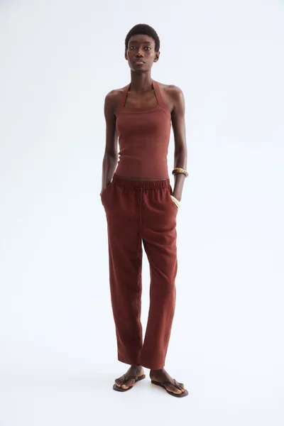 H&M Linen-blend drawstring trousers