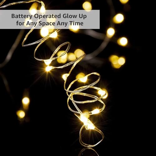 GIGAWATTS 20 LED Bottle Cork Lights 6m Battery Operated Mini Copper Wire String Decorative Fairy Light DIY Festive Decor for Diwali Wedding Party (Warm White, 2 PCS) - Image 2
