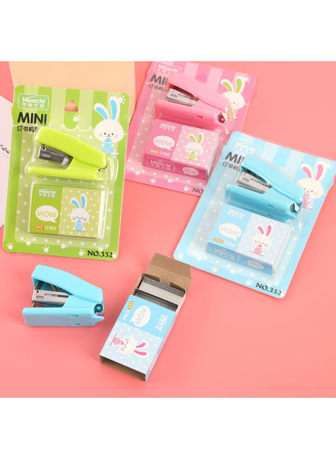 Huachi Office Supplies Mini Stapler Suit Primary School Students Cute Stapler Portable Small Stationery Stapler - Image 4